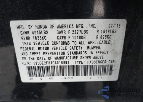 2016 Acura Ilx Premium A-Spec Packages/Technology Plus A-Spec Packages from USA, damaged, VIN 19UDE2F84GA016963